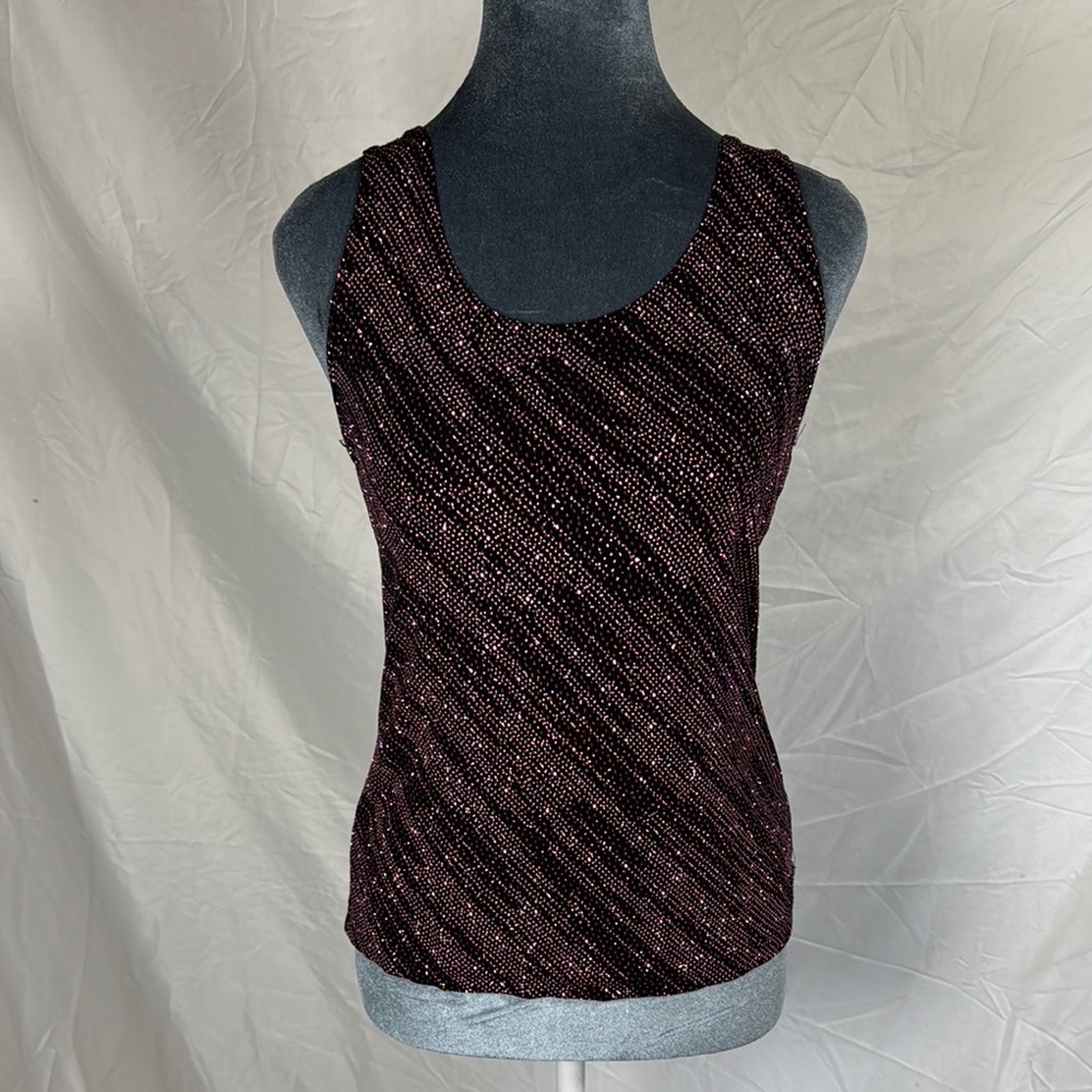 Y2K Black and Pink Shimmer Tank Top, Size Medium